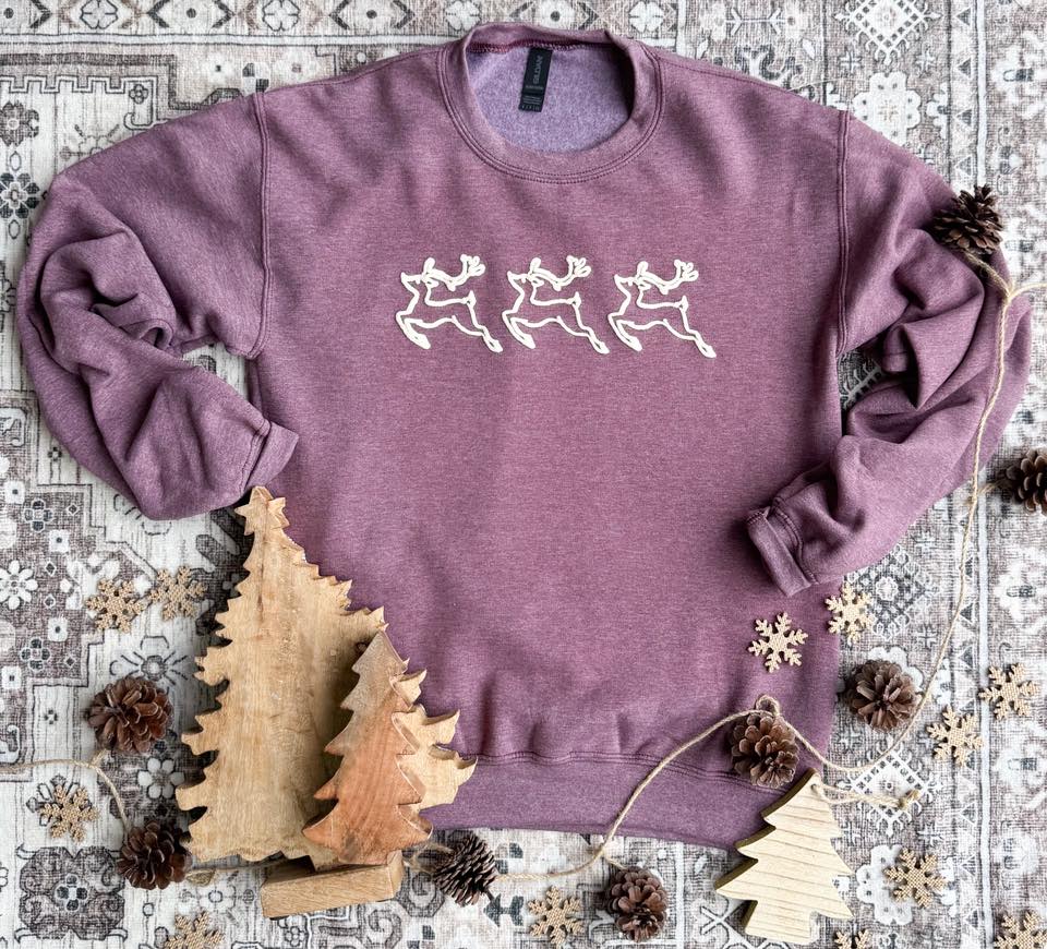 Flying Reindeer (PUFF INK!) Sweatshirt (2 Colors!)