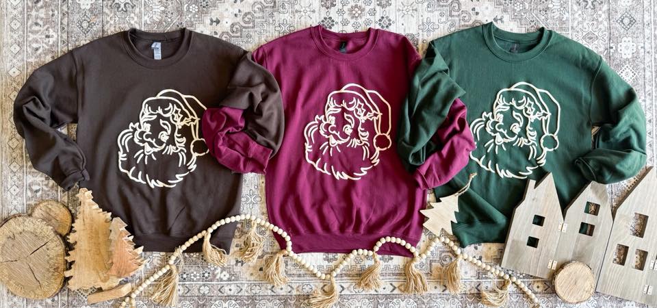 Neutral Santa (PUFF INK!) Sweatshirt (3 Colors!)
