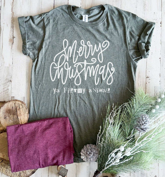 Merry Christmas Ya Filthy Animal Tee (Two Colors!)