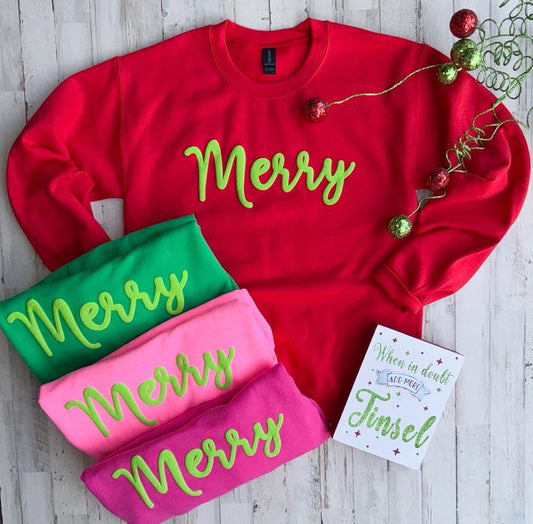 Merry (PUFF INK!) Sweatshirt (4 Colors!)