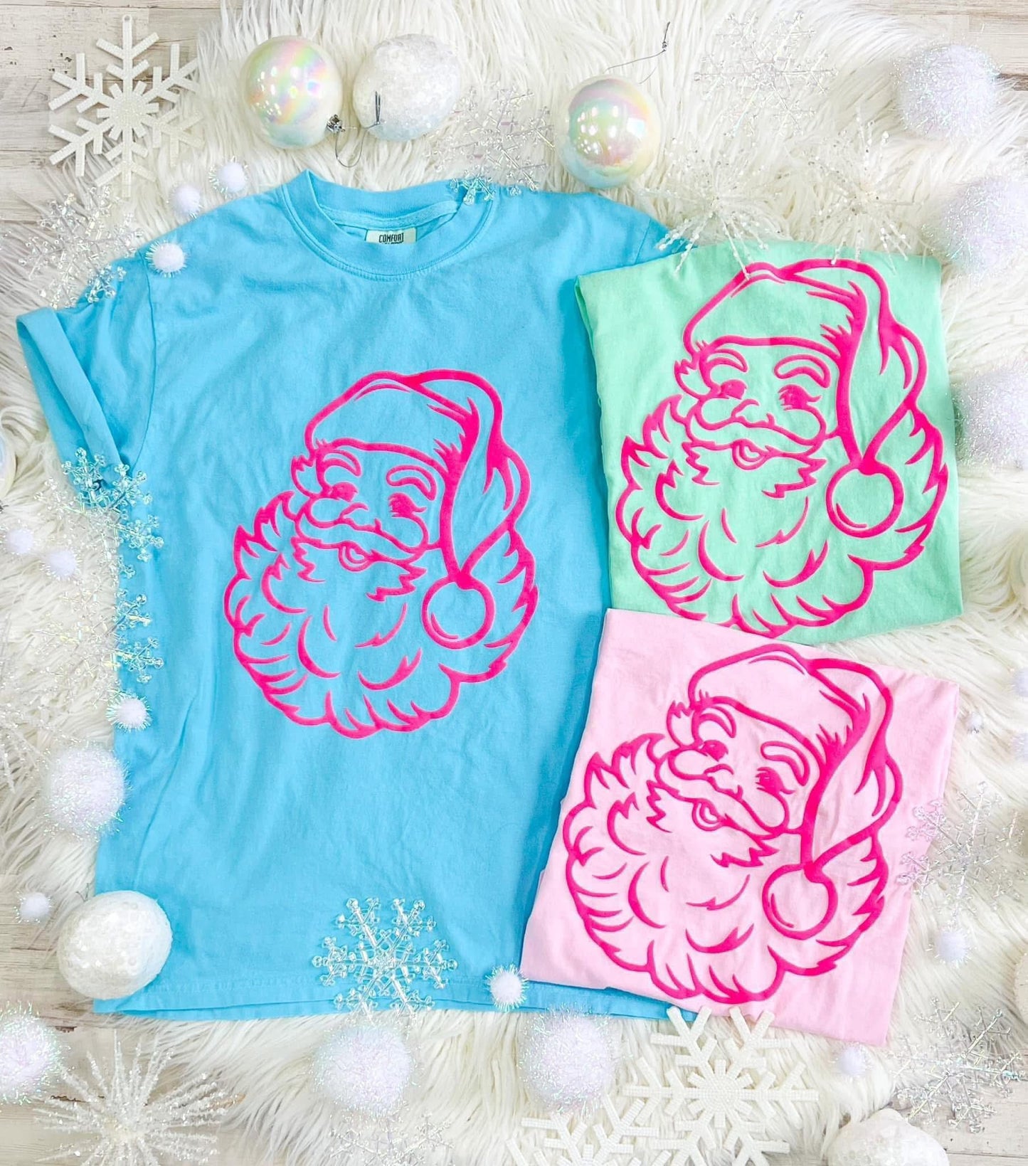 Santa (Puff Ink) Comfort Colors Tees