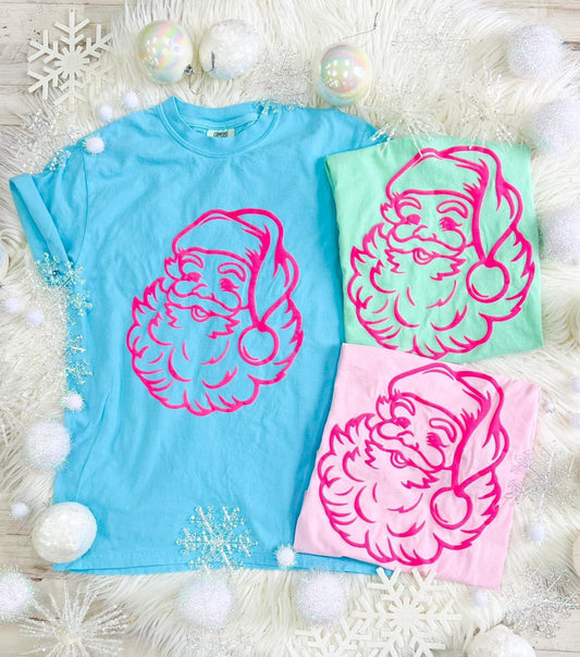 Santa (Puff Ink) Comfort Colors Tees