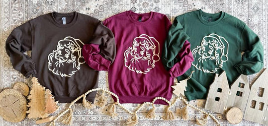 Neutral Santa (PUFF INK!) Sweatshirt (3 Colors!)